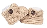 Handgestrickte Weiche Babyschuhe Baumwolle Handgefertigt für Babys Unisex (3-9M) (Beige)