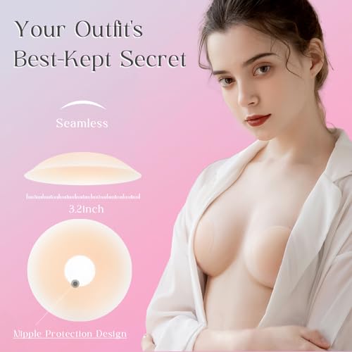 Cakes Nipple Covers 2 Pairs, Ultra-Thin Adhesive Seamless Nipple Pasties for Women Silicone Reusable Breast Petals2
