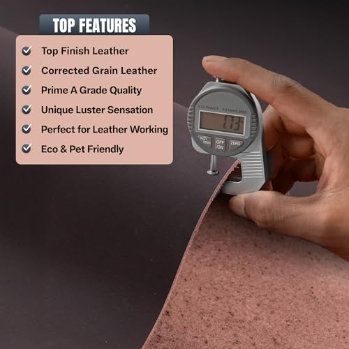 Image of CG Buff Leather Sheet, 1.2mm to 1.8mm Corrected Grain Leather for Crafting, Keychains, Wallets, Rugs, Bags, Shoes, Furniture, Automotive & DIY Accessories. (Brown)