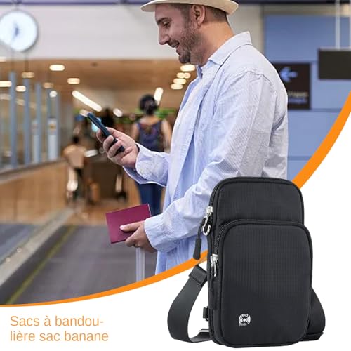 Sac banane tendance pour homme, pochette de poitrine compacte et imperméable multiposition