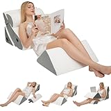 4PCS Orthopedic Wedge Pillow Set for Sleeping, Adjustable Bed Support for Back, Knee, Leg & Lumbar Pain Relief, Acid Reflux, Anti-Snoring & GERD (White)