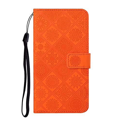 Housse en cuir iPhone 14 Plus style rétro gaufré orange XCM - 2