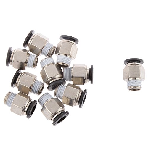 Magideal 10x Straight Connector Tube OD 10mm to 1/4 BSP Thread Pneumatic Air Fittings - Image 4
