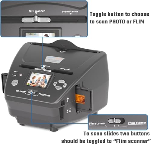 photo slide negative scanner scan 4x6 5x7 photos converts 35mm135 slides ampfilm negatives to digital 2434 lcd screen 4gb sd card included