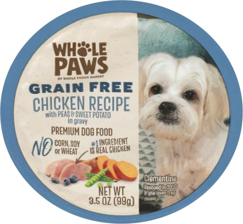 Image of Whole Paws Grain Free Premium Dog Food, Chicken Recipe with Peas & Sweet Potato in Gravy, 3.5 Oz (Pack of 6)