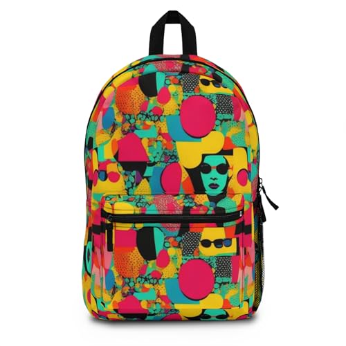 Backpack Colorful Abstract Pop Art Pattern with Bold Geometric Shapes