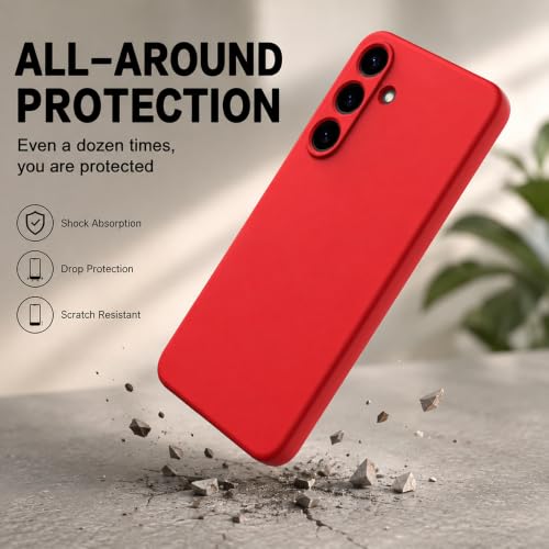 Image of Back Cover for Samsung Galaxy S25 Plus 5G | Full Camera Protection | Premium Liquid Silicon Case | Flexible Bumper Case for Samsung Galaxy S25 Plus 5G (Red)