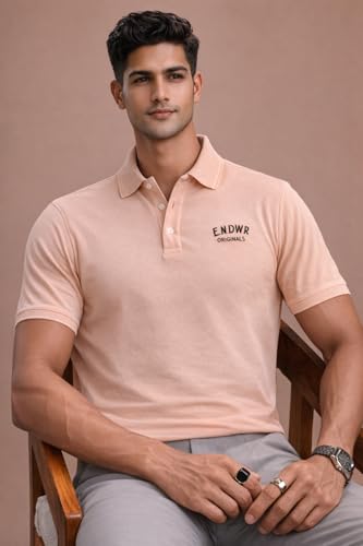 Image of ENDEAVOUR WEAR Men Men Short Sleeve Solid Cotton Rich Polo T Shirt | Collar Tshirts | Half Sleeves | Plain-Regular Fit