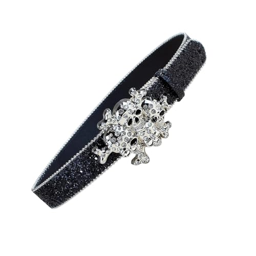 Elegant Rhinestones Belt Skull Embellished Belt Fashionable Youth Waistband For Outfits And Everyday Wear