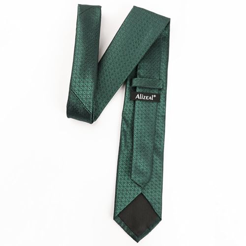 Image of Alizeal Mens Vintage Solid Plaid Tie with Pocket Square 3.15inches Necktie Set