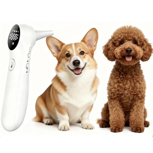 Pet Ear Thermometer for Dogs and Livestock - Includes 20 Pet Swabs, Suitable for Dogs, Cats, Infrared Fast and Accurate Canine Temperature Monitor - Switches ℉ and ℃