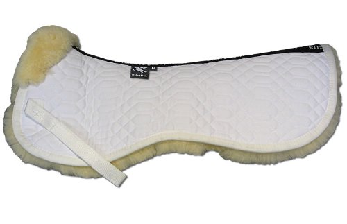 Engel Reitsport | SAKIS1-L-WEI-MED | Sattelkissen mit echtem Merino Lammfell | Fellrand vorne | Steppstoff Weiss Fell medizinisch | Grösse L