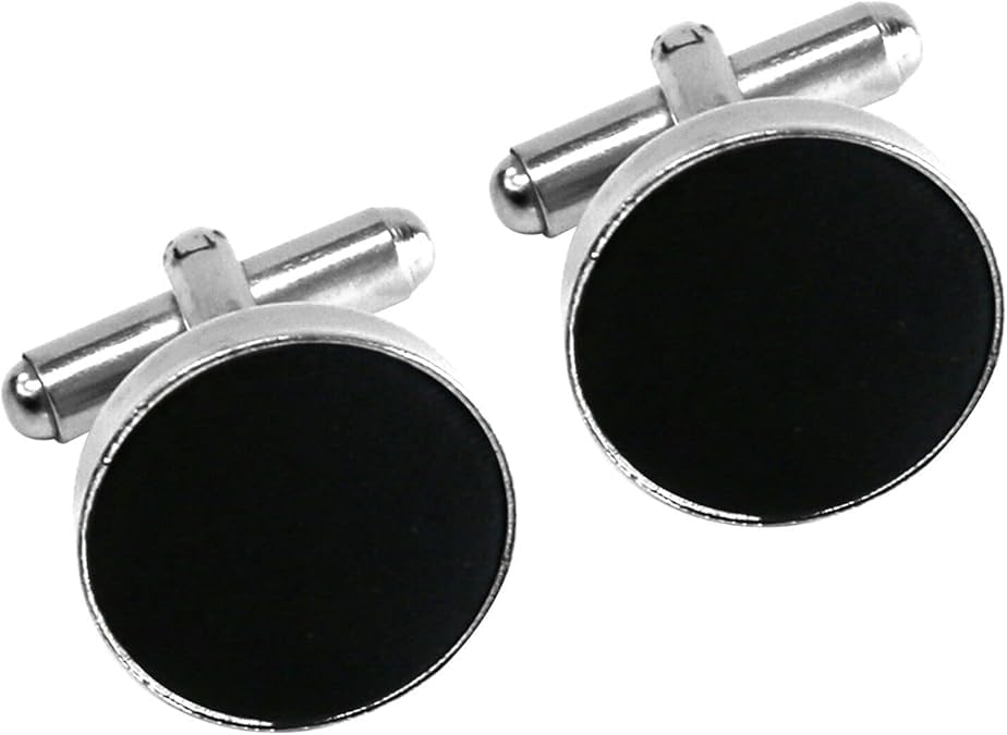 Mancuernillas redondas de tela para hombre 1.3 cm miniatura 1