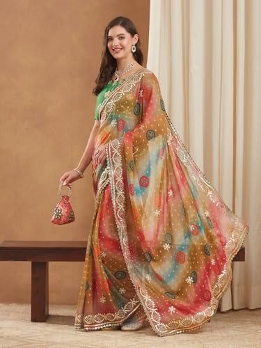 Image of Women's Banarasi Silk With Jacquard Print Saree With Blouse