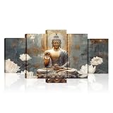 Buddha Canvas Wall Art 5 Piece Zen Wall Decor Buddhism Meditation Painting for Spiritual Room Living Room Home Decor Office Framed(Picture-1,8x14inx2 8x18inx2 8x22inx1)