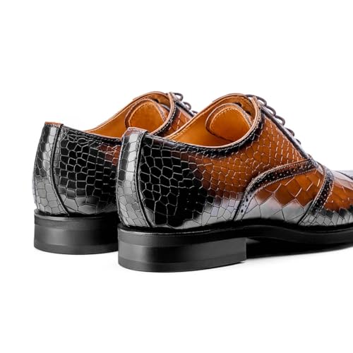 Image of Men's Dress Shoes Genuine Leather Oxfords Luxury Formal Business Suit Shoes with Blake Rapid Stitch