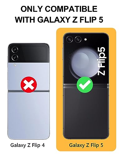Sixbox ZFLIP5 For Samsung Galaxy Z Flip 5 Case With Outer Screen Protector & Hinge Protection, Matte Texture Shockproof Durable Full Body Protective Phone Cover Case For Galaxy Z Flip 5, Carbon Fiber Black thumb #1