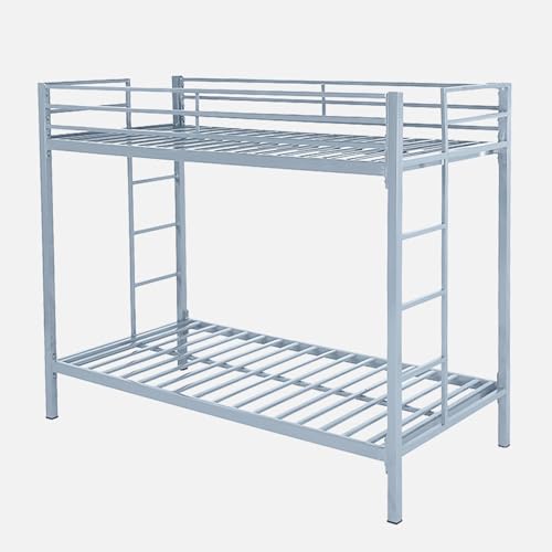 Image of Pilio Twin Over Twin Metal Bunk Bed | Bunk Bed Without Storage for Kids & Adult | Double Decker Bed for Kids Room| Space-Saving Twin Bunk Room| Bunker Bed Frame (Mattress Not Included)