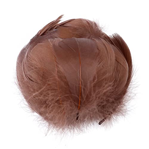 Plume d'oie naturelle 5-8Cm blanc pour bijoux artisanaux boucles d'oreilles faisant la décoration de mariage mouche attachant des plumes 100 pièces-marron