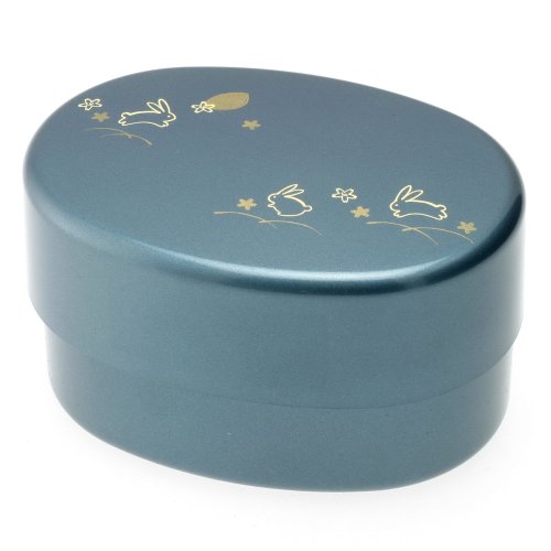 Kotobuki 2-Tiered Bento Box, Metallic Blue Rabbit
