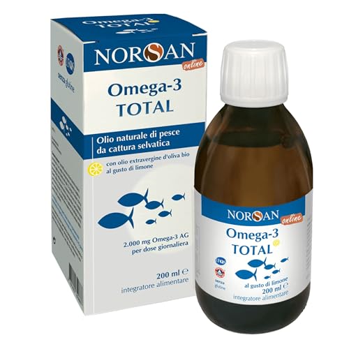 NORSAN TOTAL Omega 3 IFOS senza reflusso 1x200 ml I Fish oil Omega 3 liquido 2000mg Omega 3 Olio di pesce naturale I Olio di pesce omega 3 ad alto dosaggio I Omega 3 EPA DHA con 800 UI di vitamina D3