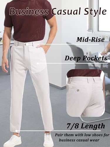 Mens 7/8 Business Casual Pants Lightweight Summer Dress Trousers Loose Taper Fit4