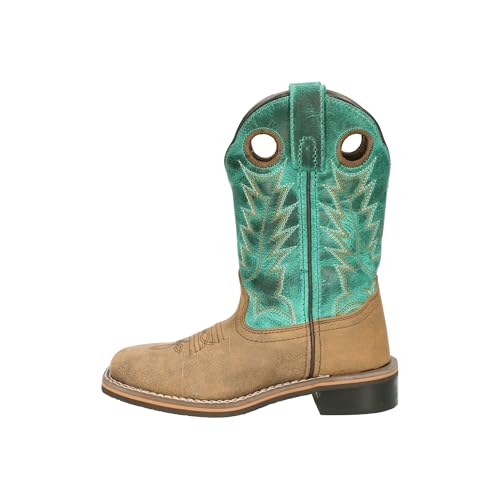 Image of Smoky Children's Kid's Jesse Brown Distress and Turquoise Leather Western Cowboy Boot