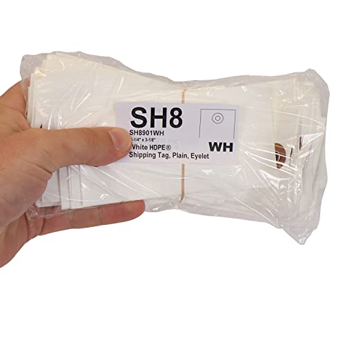 Smartsign 6.25 X 3.125 Inch Blank White Shipping Tags With Metal Eyelet (Size-8), 7.5 Mil Hdpe Plastic, Writable, Pack Of 1000 (No Wires) #TOP3