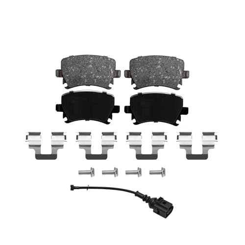 Image of Detroit Axle - Front & Rear Brake Pads for 2005-2009 Audi A4, A4 Quattro | 2005-2011 A6, A6 Quattro, Ceramic Brake Pads w /Hardware 2006 2007 2008 2010 Front & Rear Replacement