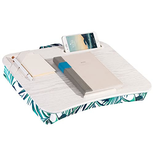 LapGear Designer Lap Desk with Phone Holder and Device Ledge - Tropical Palm Leaves - Fits up to 15.6 Inch Laptops - Style No. 45427