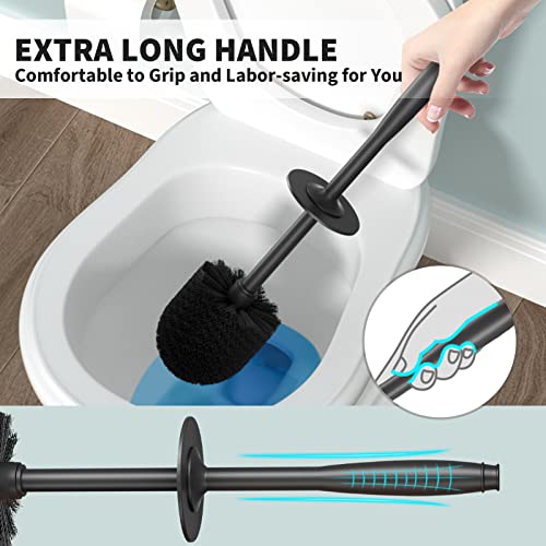 Uptronic 0612BLACK Toilet Brush And Holder 2 Pack, Toilet Bowl Brush With Extra Long Handle, Toilet Scrubber And Covered Holder, Toilet Brushes thumb #3