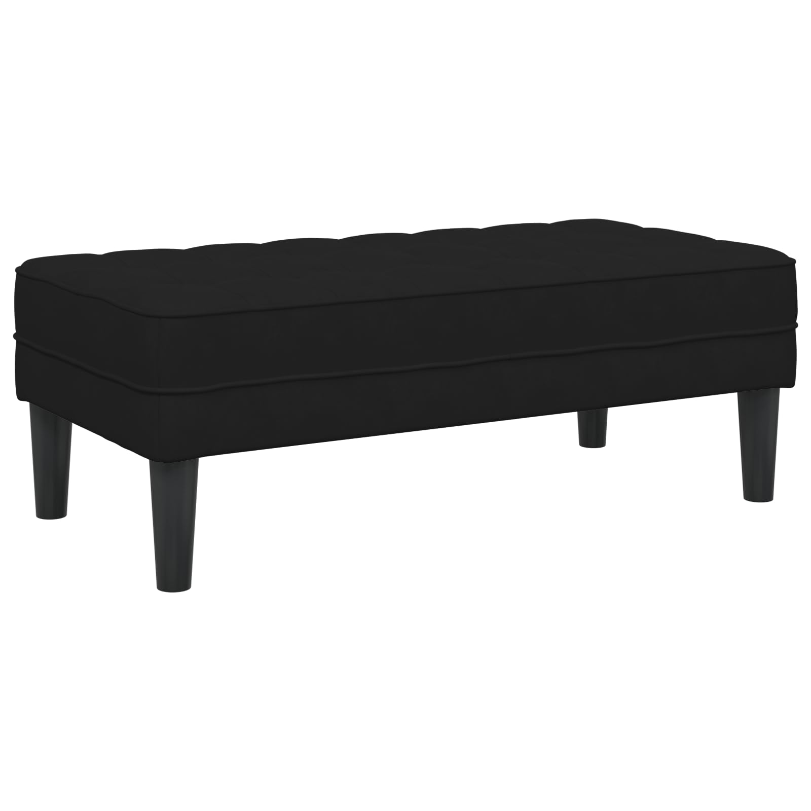 Samt Bank Schwarz, 113x57x39 cm, Modernes Design, Sitzbank für 2 Personen, Robustes Naturholz, Ideal für Wohnzimmer, Flur, Esszimmer