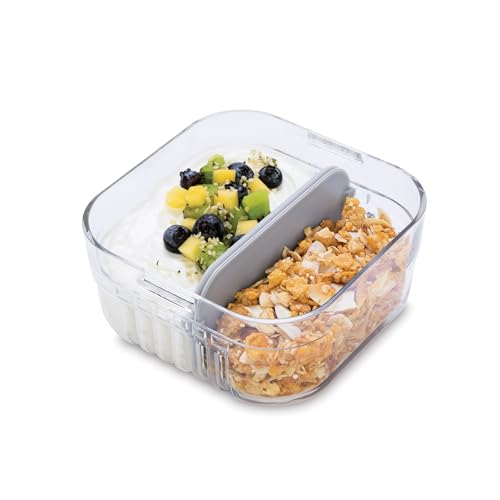 Packit AMC-MS-STG Mod Snack Bento Food Storage Container, Steel Gray, Shatterproof Crystal Clear Base, With Leak-Resistant Dividers And Lid thumb #4