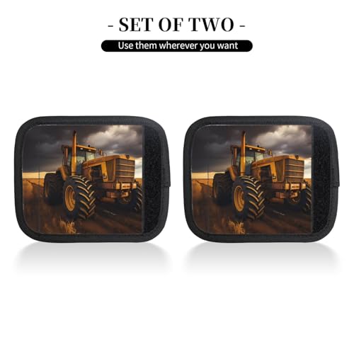 2 Pcs Luggage Handle Wraps, Tractor in The Field Print Grip Handle Cover/Travel Bag Identifier for Suitcase Accessories2