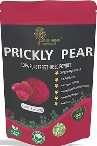 Indus Farms Superfoods Prickly Pear Freeze Dried Powder | Nutritional Supplement | Exotic Beverages & Drink Mixes | Baking | Skin Care | Food Coloring | GMO-Free, Additive-Free (8 oz (Pack of 1))