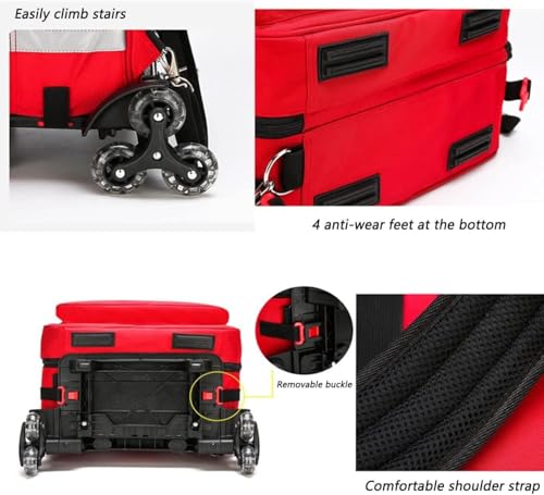 Kit de primeros auxilios portátil con carrito desmontable para rescate de emergencia, ideal para senderismo al aire libre, camping y viajes, Red