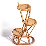 JQUAL 3 Tier Handmade Bamboo Plant Stand for Outdoor & Indoor, Rattan Wicker Flower Pot Rack, Wood Planter Holder Shelf Display Shelves for Balcony, Living Room