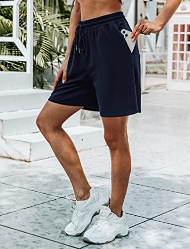 Image of Quenteen Women's Casual Summer Sweat Shorts Athletic Gym Shorts Loose Hiking Running Jogger Shorts with Pockets