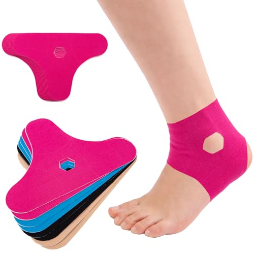 20 Stück Kinesiotapes Vorgeschnitten für Knöchel(Blau+Schwarz+Rosa+Beige)