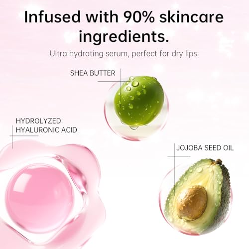 Catkin Lip Plumper Gloss, Tinted Lip Serum with Hyaluronic Acid & Jojoba Oil, Non-sticky Volumizing Hydrating Formula for a High Shine Maximum 3D Look, Plump & Soft Lips 0.12 Fl Oz - C07 Rose Agate - Image 4