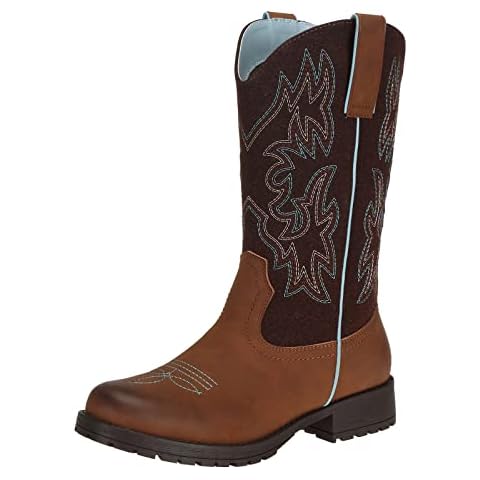 SheSole Women's Cowboy Cowgirl Boots Mid Calf Western Country Riding Work Boots Brown Size 9 Cover