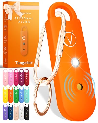 Vantamo Taschenalarm Extra Laut 130dB Mit 2 Lautsprechern Für Selbstverteidigung Frauen, Hell Taschenlampe & Batteriewarnung, Alarm Für Frauen Unterwegs Mit Schlüsselanhänger