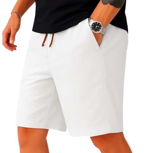 Image of Vogaan Men's Casual Slim Fit Shorts | Stylish Knee-Length Shorts with Elastic Waist | Summer Wear Short with Side Pockets for Gym Travel & Outdoor