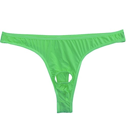 YiZYiF Men's Sexy G-String Underwear Pouch Brief Thong Open Front Panties (Green, Large)