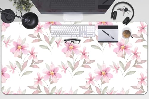 Couverture de bureau 100x50 protection de surface PVC étanche fleurs roses