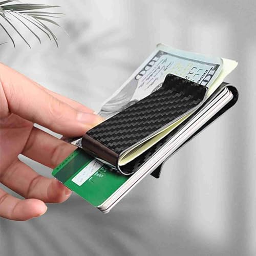 Portfel z Klipsem na Pieniądze z Włókna Węglowego Ultralight Business Money Cash Clip Cards Credit Clamp Wallet Przenośny Wizytownik dla Kobiet Mężczyzn