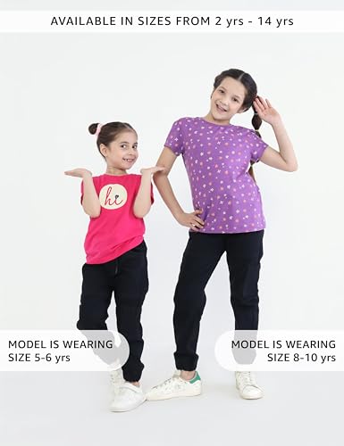 Image of Amazon Brand - Symbol Girls Cotton Rich Stretchable Jogger Jeans | Elasticated Waistband and Cuff | Casual Denim | Age 2-14 Years