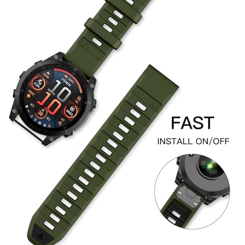 Image of OVERSTEP Compatible with Fenix 8 47mm Watch Bands, 22mm Soft Siliocne Strap for Garmin Fenix 5 /Fenix 5 Plus /Fenix 6 /Fenix 6 Pro /Fenix 7 Smartwatch