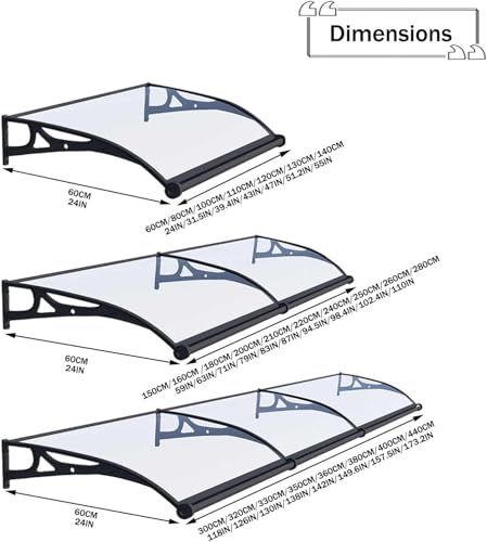 Auvent d'extérieur arqué avec structure robuste pour la protection durable du porche