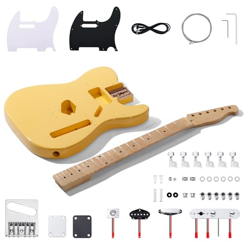 Leo Jaymz - Kit de guitarra eléctrica estilo TL, cuerpo de caoba pintado en aerosol, cuello de arce,...